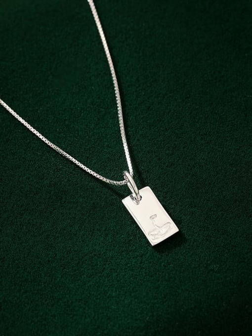 NS1081 Platinum [Snake] 925 Sterling Silver Zodiac Minimalist Necklace